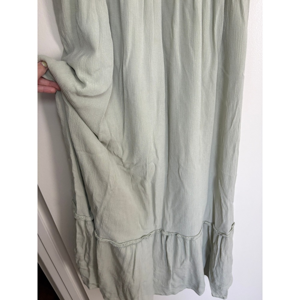 Sim & Sam Maxi Dress Small Sage Green Embroidered Boho Tiered Gauze Strappy - Picture 4 of 5